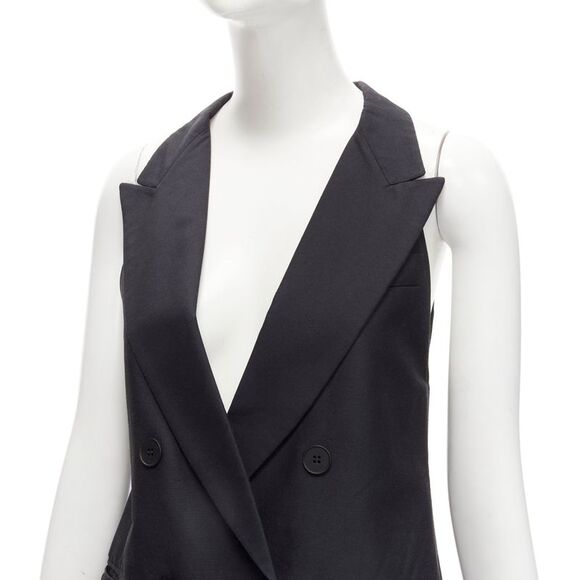 STELLA MCCARTNEY 100% silk black double breasted halter neck tux top IT36 XXS - Picture 2 of 8